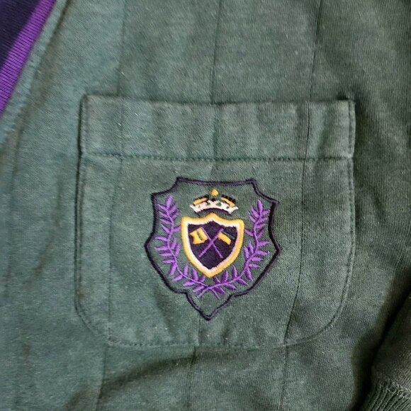 Vintage GAP Sport Green/Purple Academy Cardigan USA School Buttons - Size Small - Picture 5 of 10